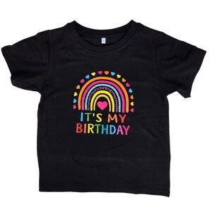 Kids Black 'It's My Birthday' Rainbow Tee